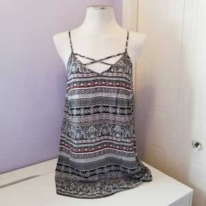 Printed detailed slip mini dress